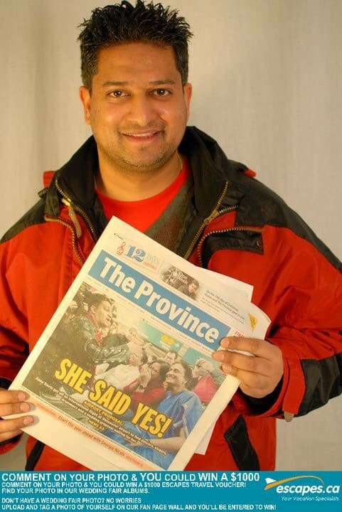 Best Things to Do in Vancouver Canada Ricky Shetty with newspaper proposal