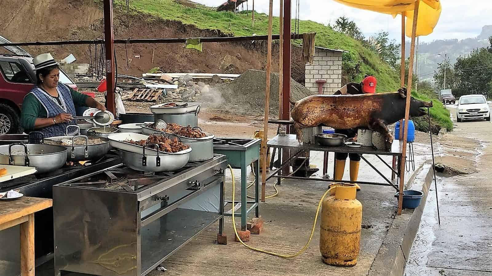 Best things to do in Cuenca Ecuador typical roadside food