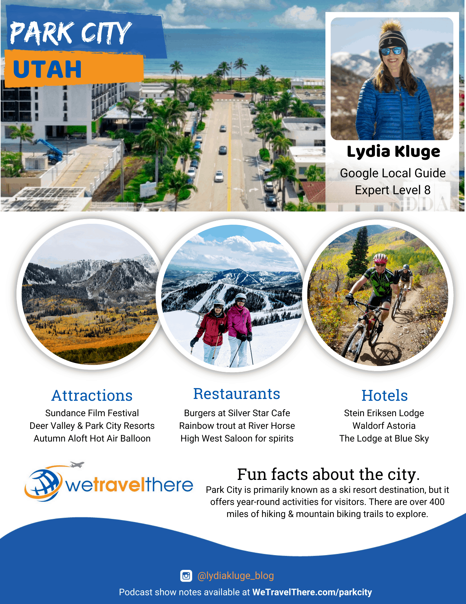 We Travel There - Park City Utah - Lydia Kluge - podcast one sheet