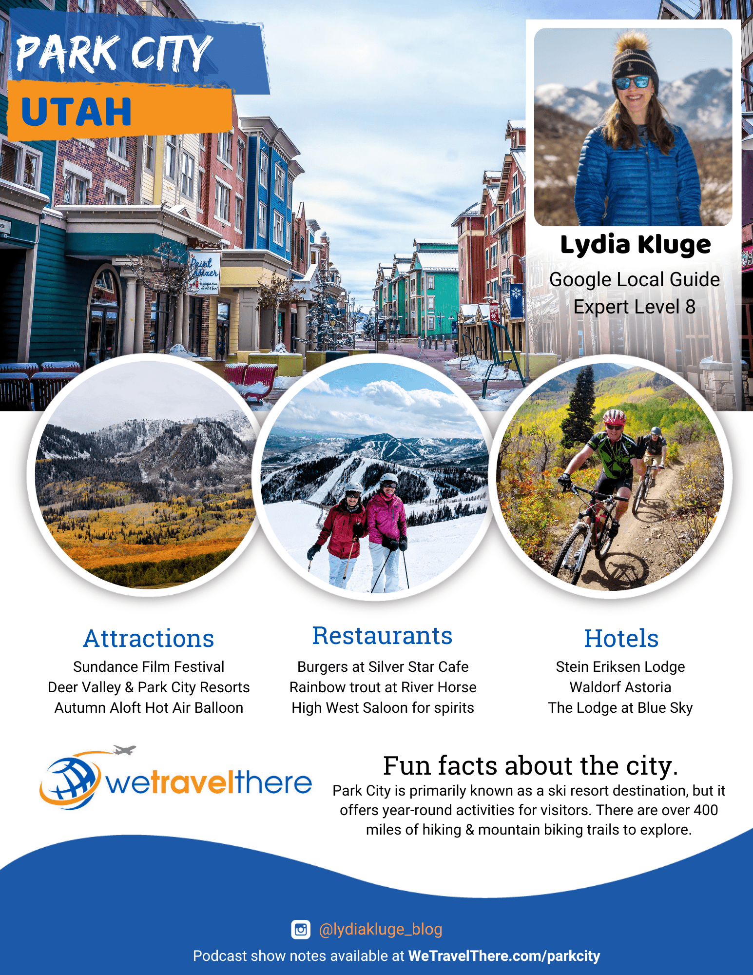 We Travel There - Park City Utah - Lydia Kluge - podcast one sheet October 2022