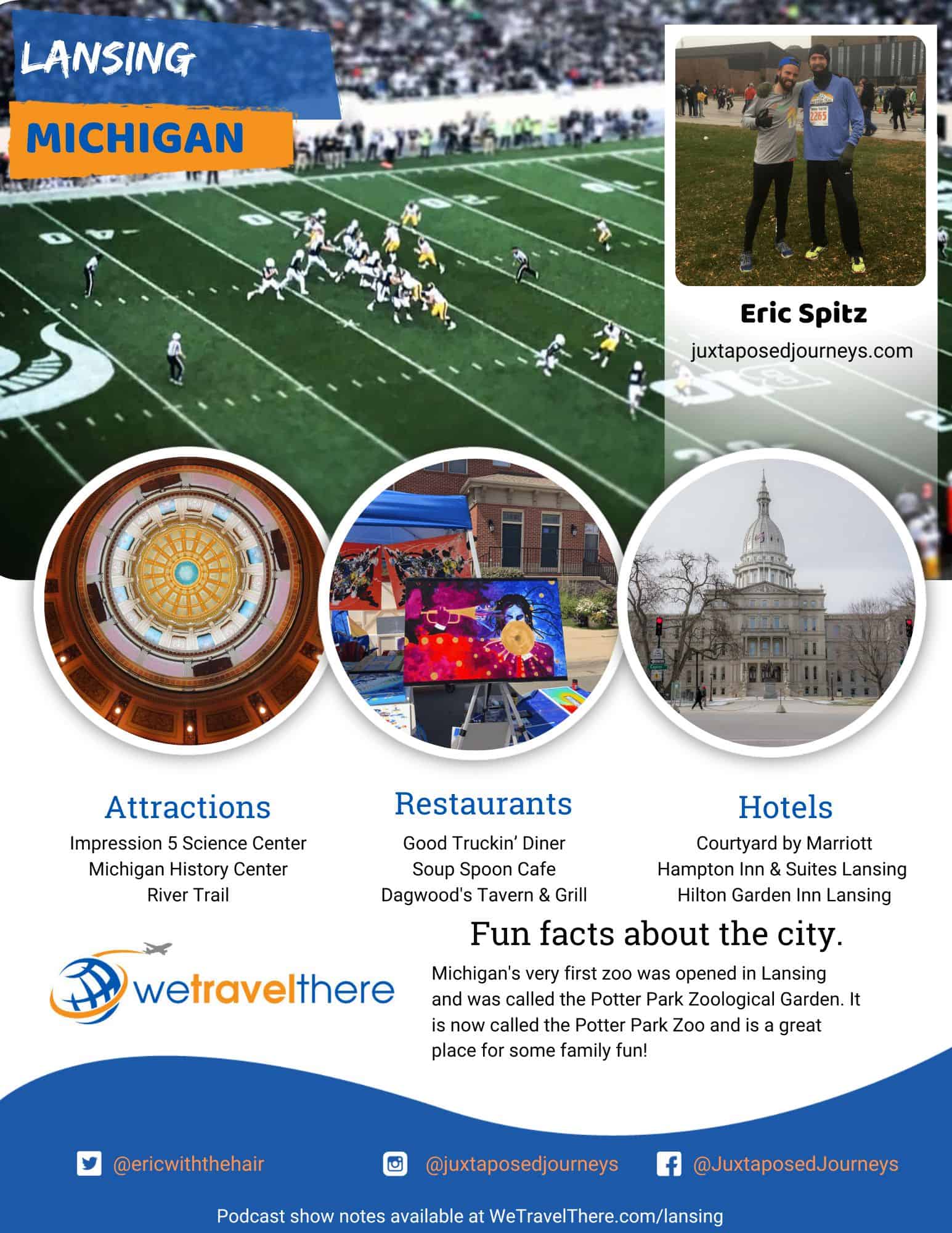 We Travel There - Lansing Michigan - Eric Spitz - podcast one sheet