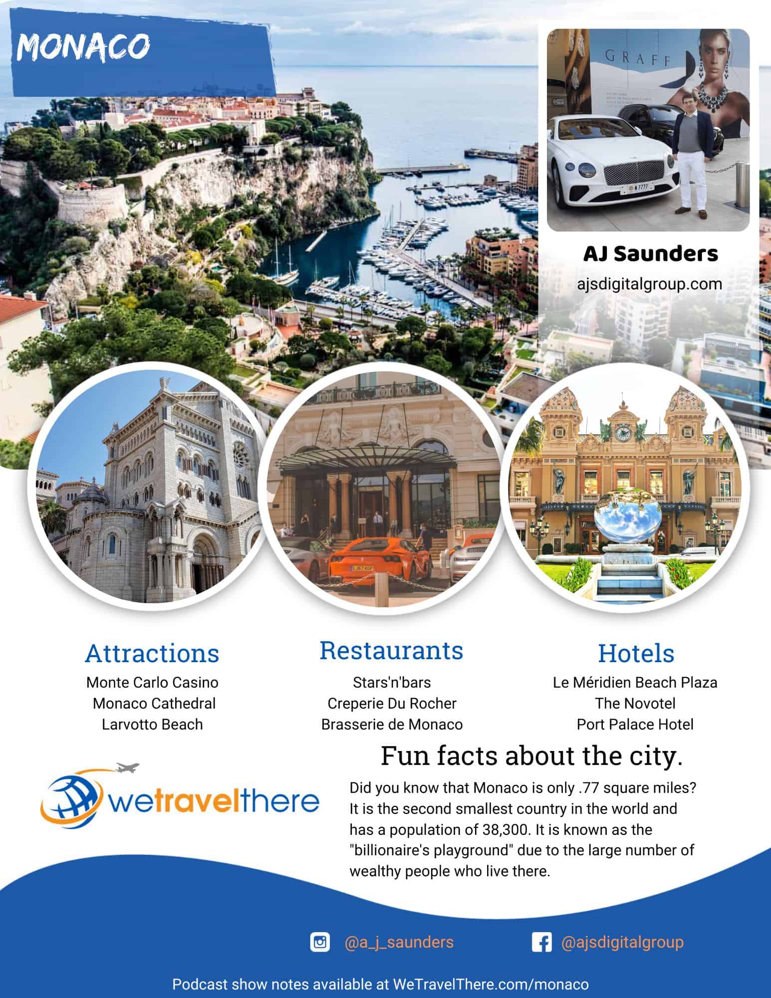 We Travel There - Monaco - AJ Saunders - podcast one sheet