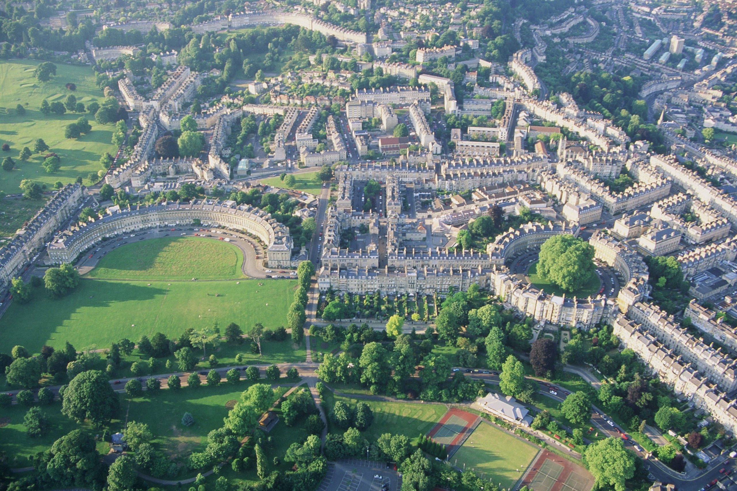 Best things to do in Bath UK - AJ Saunders - Aerial view of The Circus and The Royal Crescent credit Visit Bath