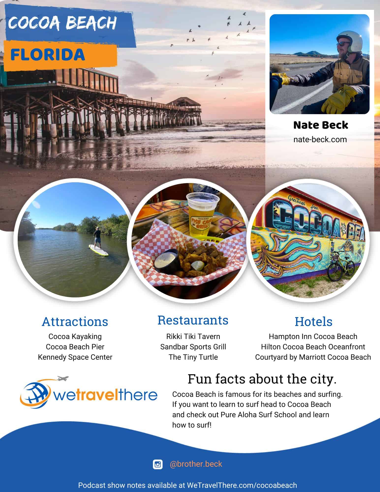 We Travel There - Cocoa Beach - Nate Beck - podcast one sheet