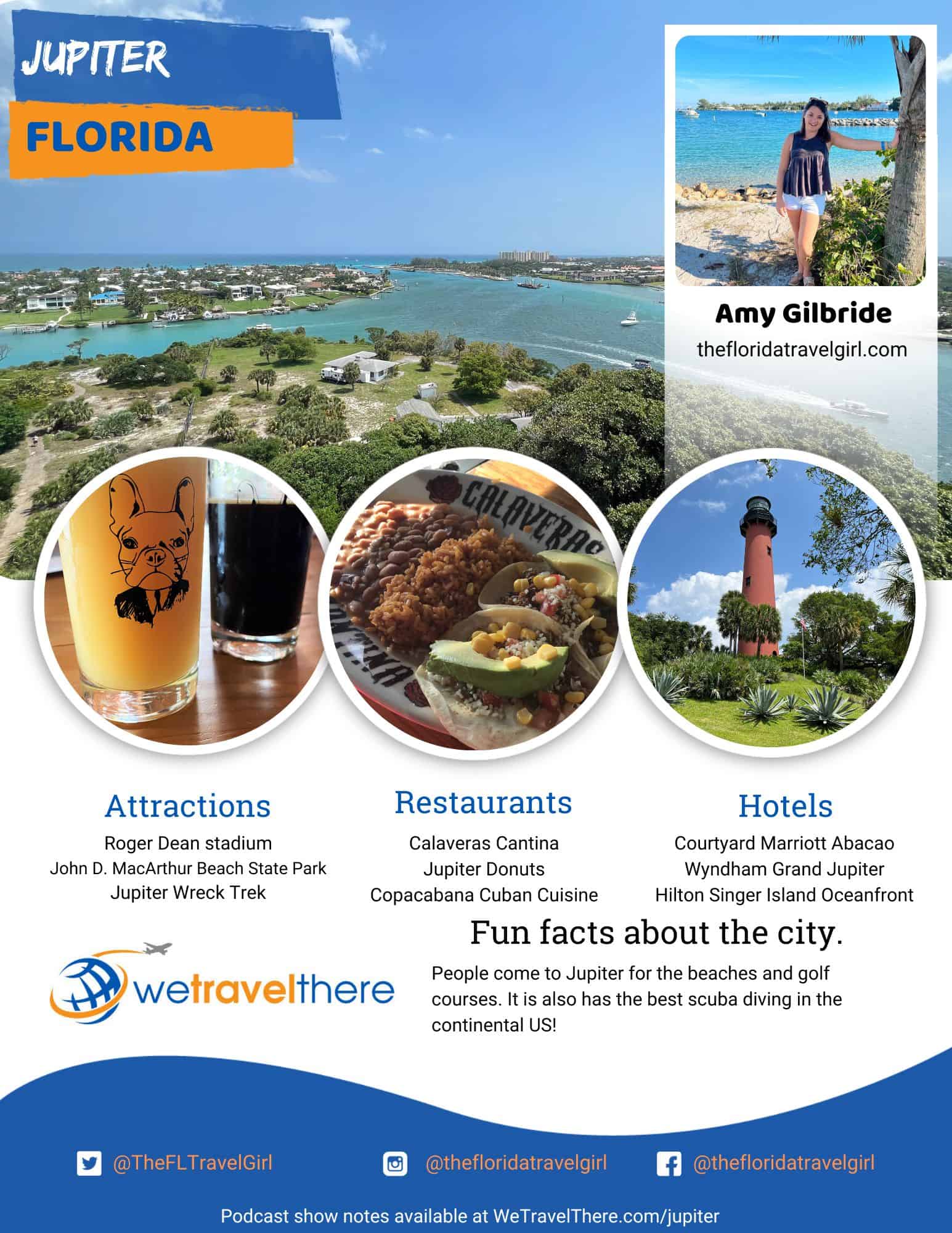 We Travel There - Jupiter, Florida - Amy Gilbride - podcast one sheet