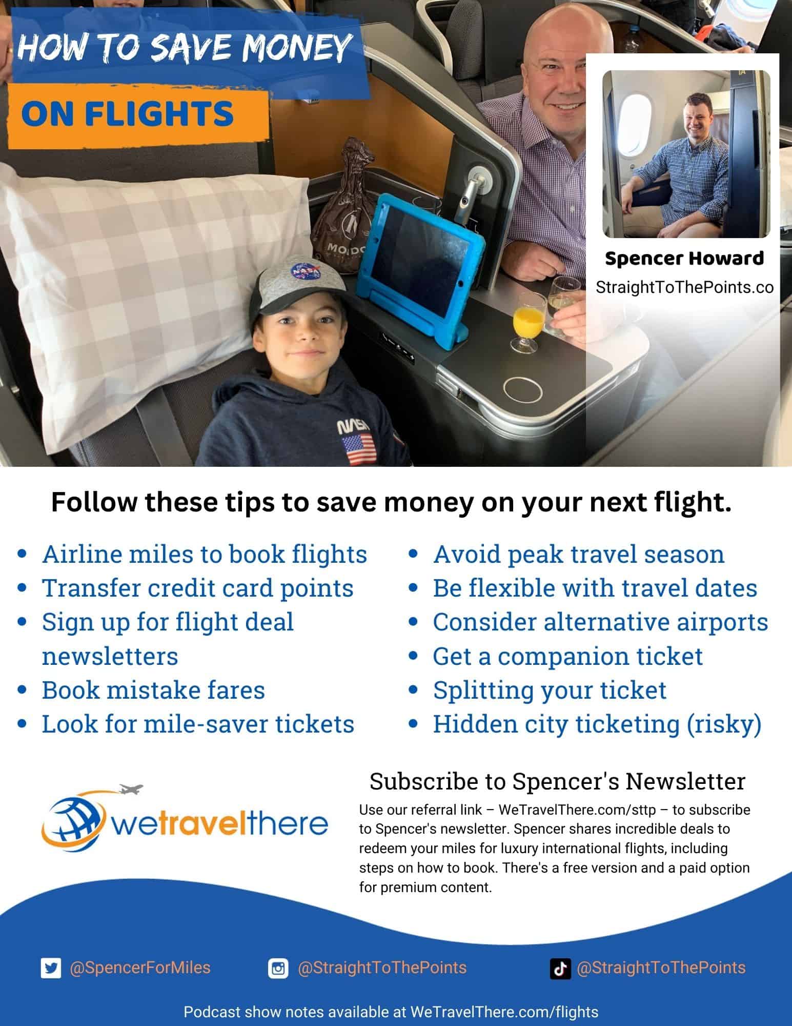 We Travel There - How to save money on flights - Spencer Howard - Podcast one sheet