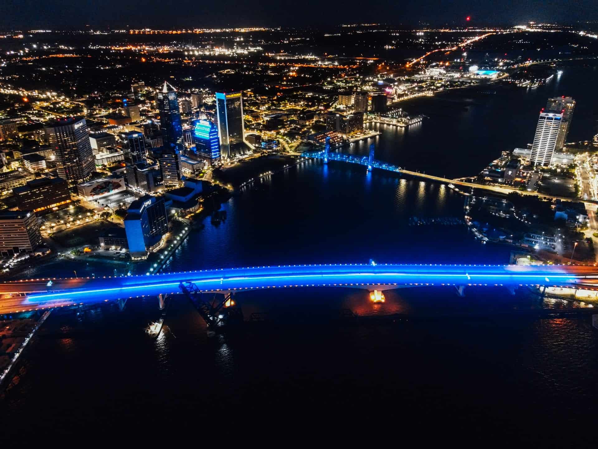 Best things to do in Jacksonville Florida - Ruby Escalona - Jacksonville Downtown at night by Trevor Neely on Unsplash