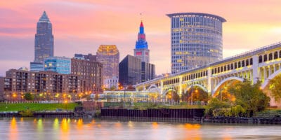 Best things to do in Cleveland Ohio Kevin Payne skyline and bridge shutterstock_598313957