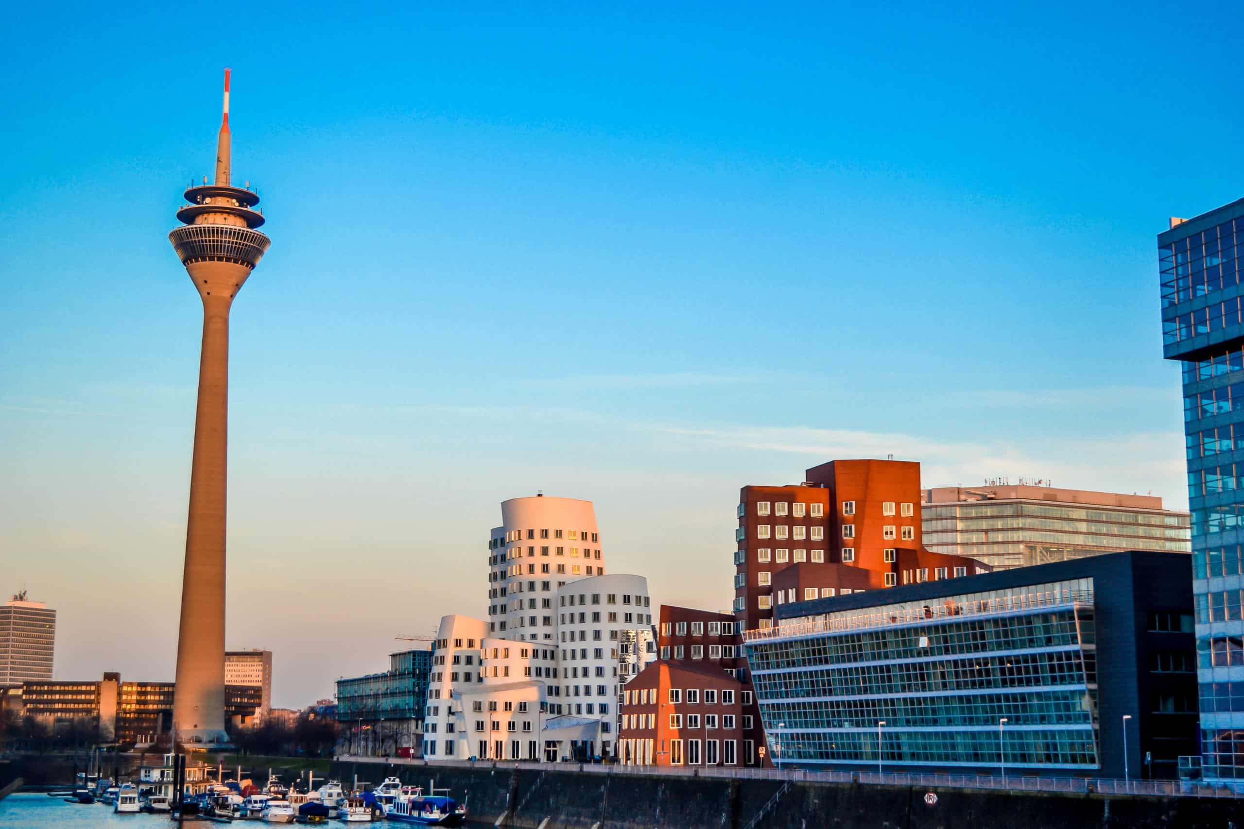 Best things to do in Dusseldorf Germany Jenna Davis - Rhine Tower and Media Harbour