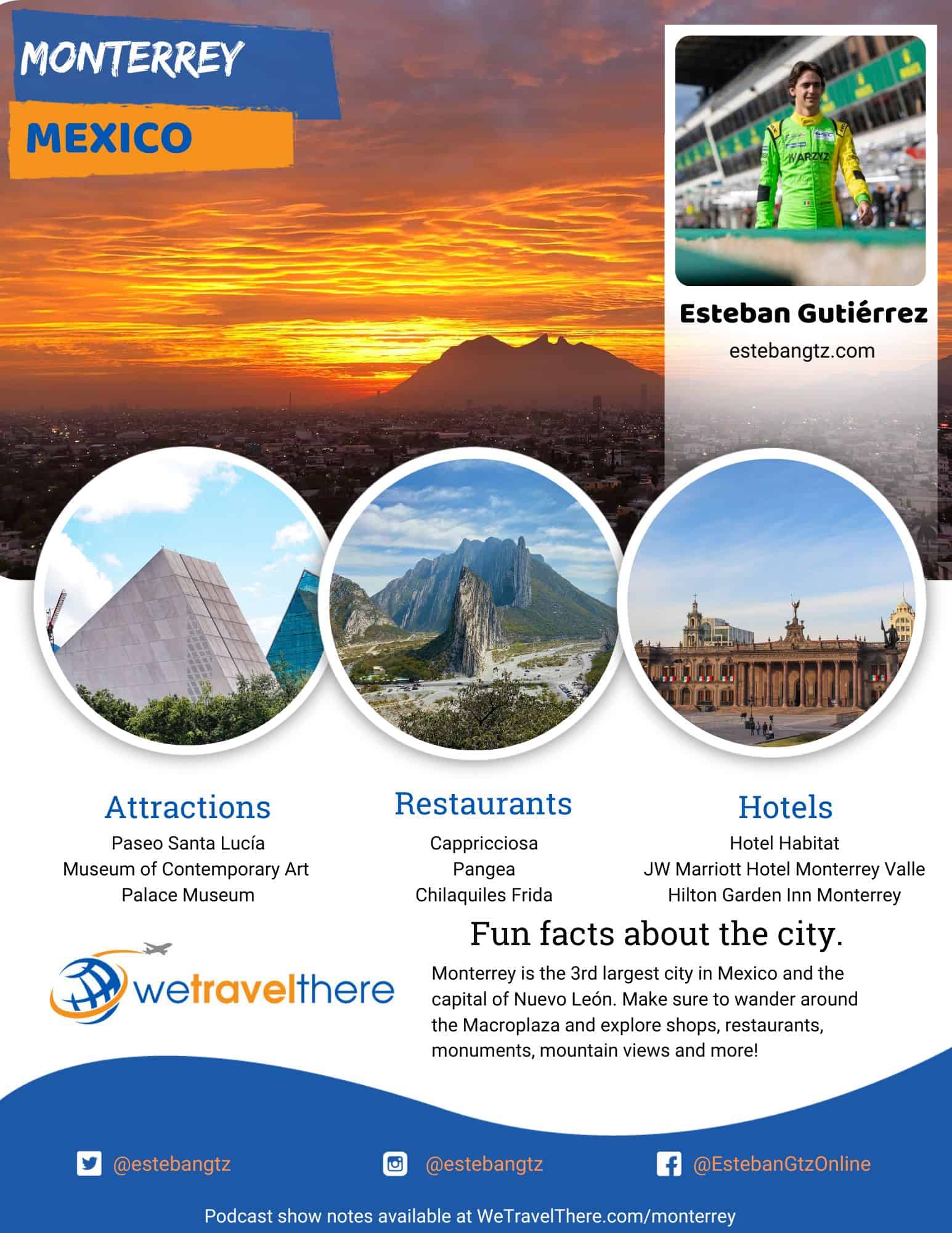 We Travel There - Monterrey Mexico - Esteban Gutierrez - podcast one sheet