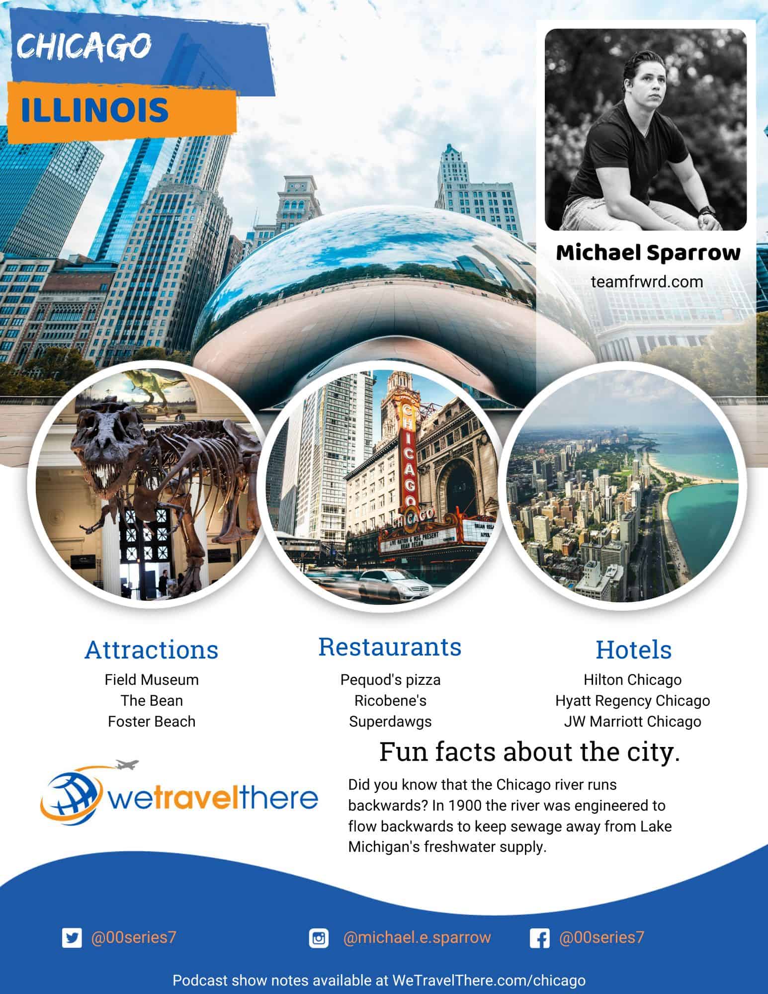We Travel There - Chicago Illinois - Michael Sparrow - podcast one sheet