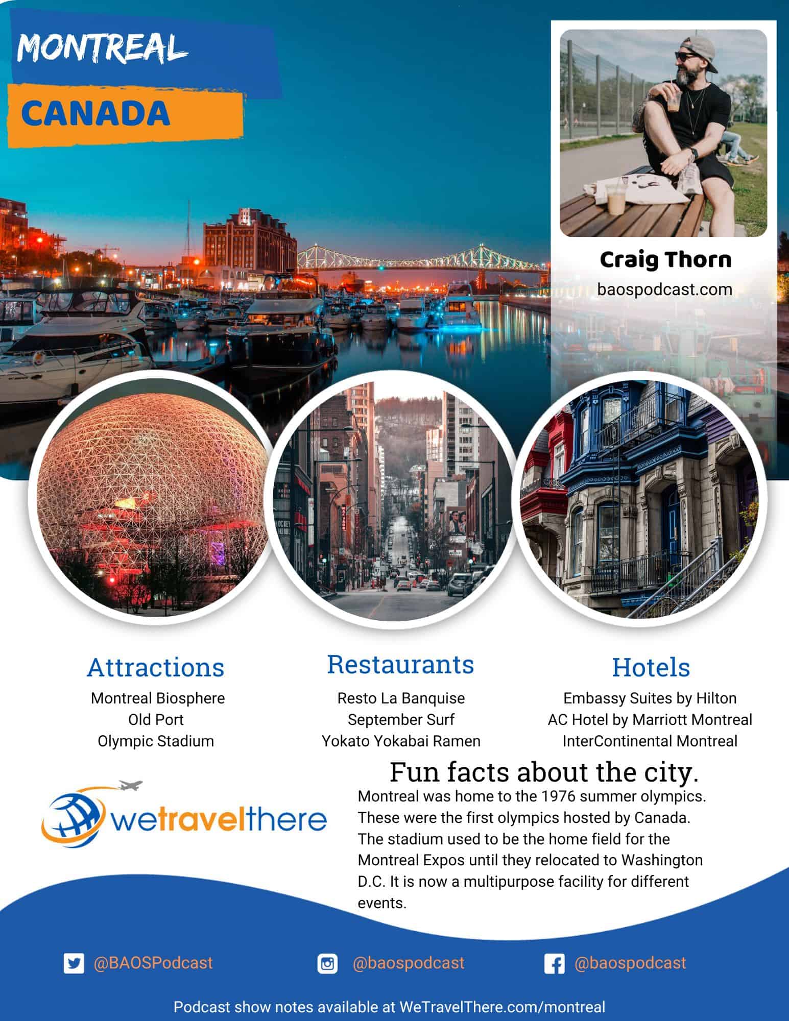 We Travel There - Montreal Canada - Craig Thorn - podcast one sheet