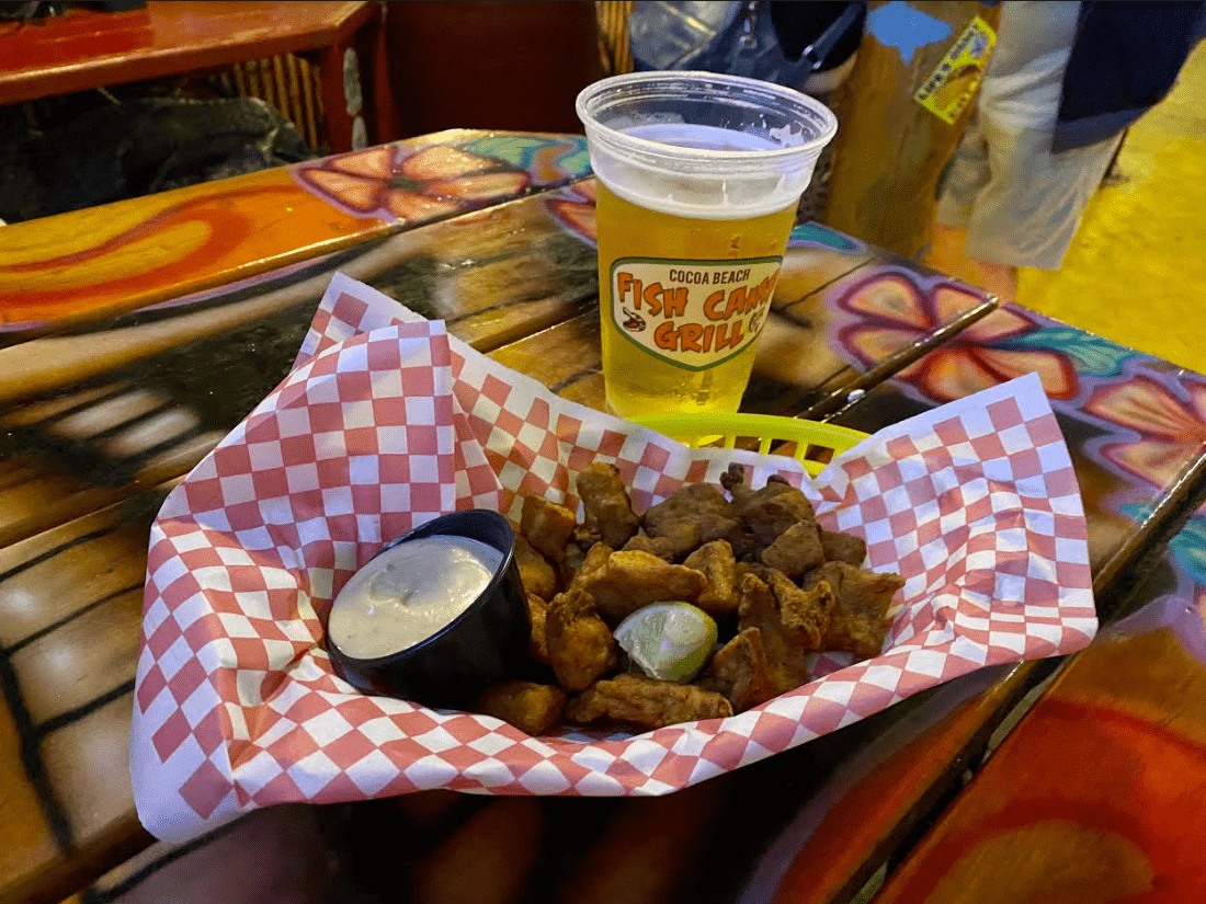 Best things to do in Cocoa Beach Florida - Nate Beck - Gator bites at Fish Camp Grill