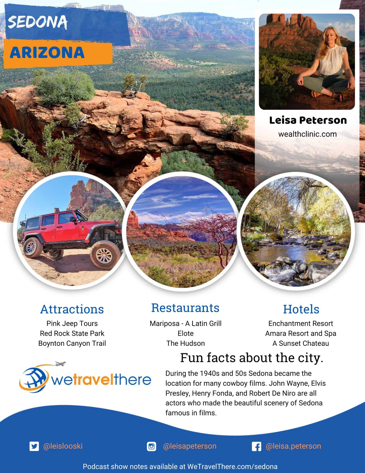 We Travel There - Sedona Arizona - Leisa Peterson - podcast one sheet