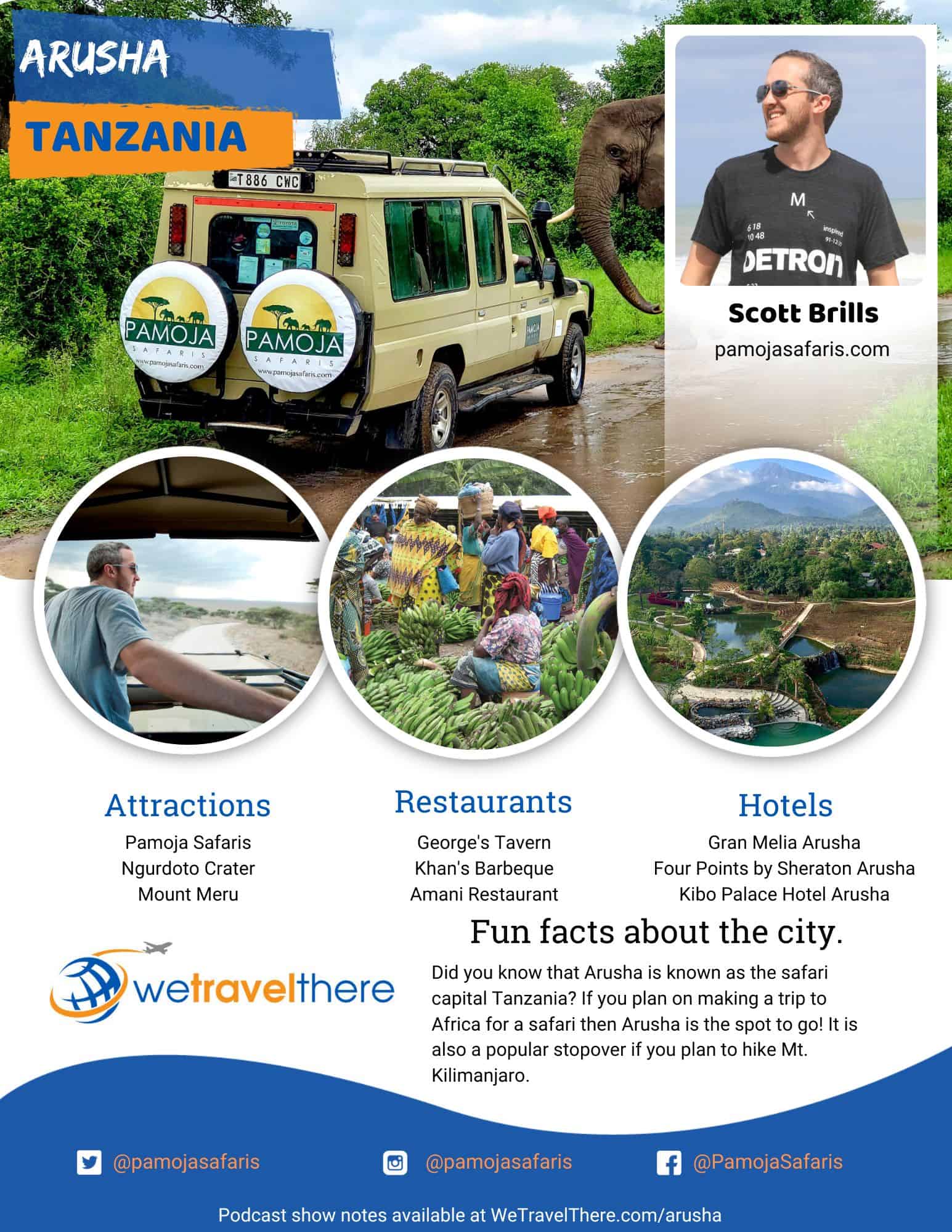We Travel There - Arusha Tanzania - Scott Brills - podcast one sheet
