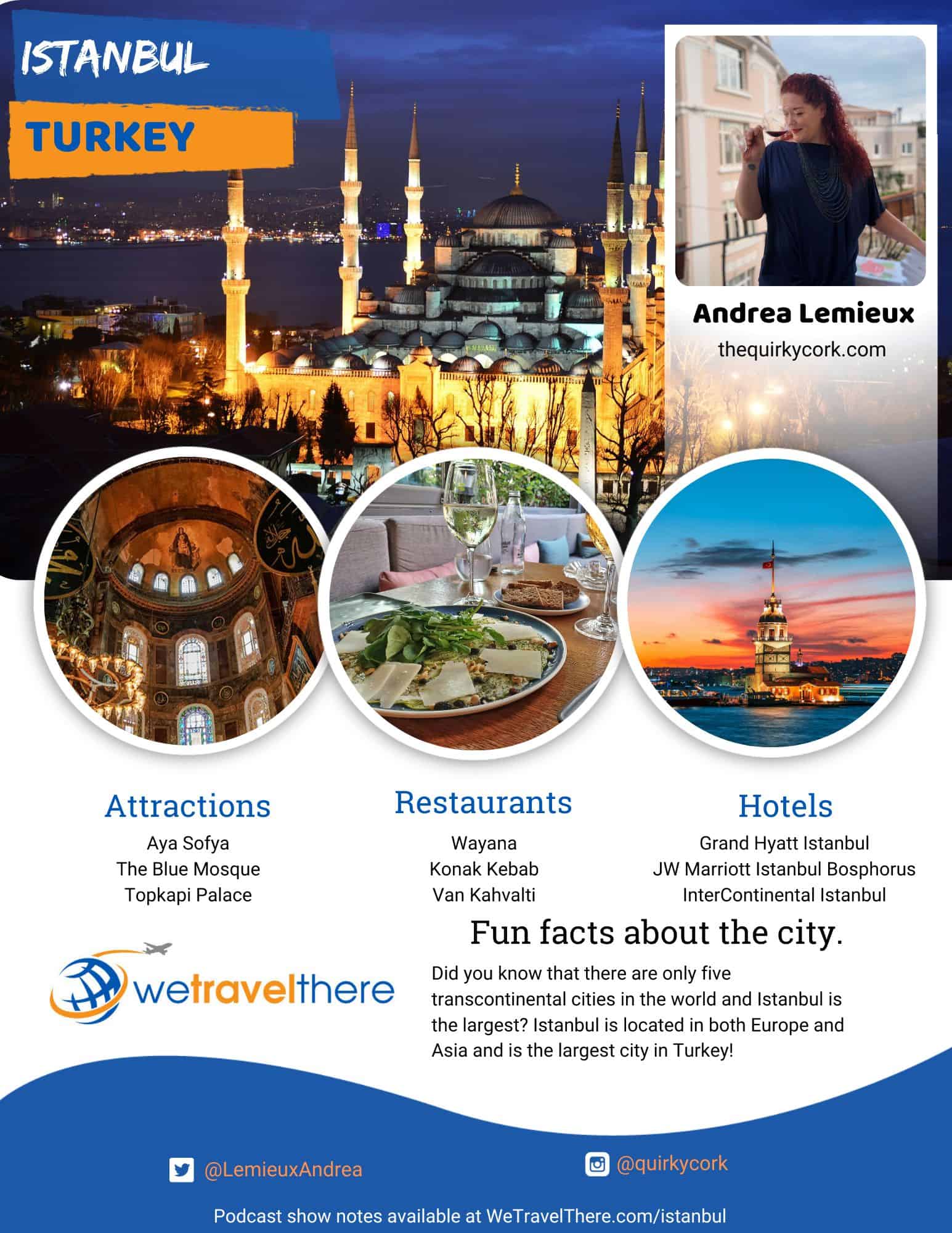 We Travel There - Istanbul Turkey - Andrea Lemieux - podcast one sheet