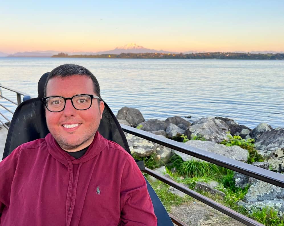Accessible Travel with Cory Lee - Admiring the views in Puerto Veras Chile