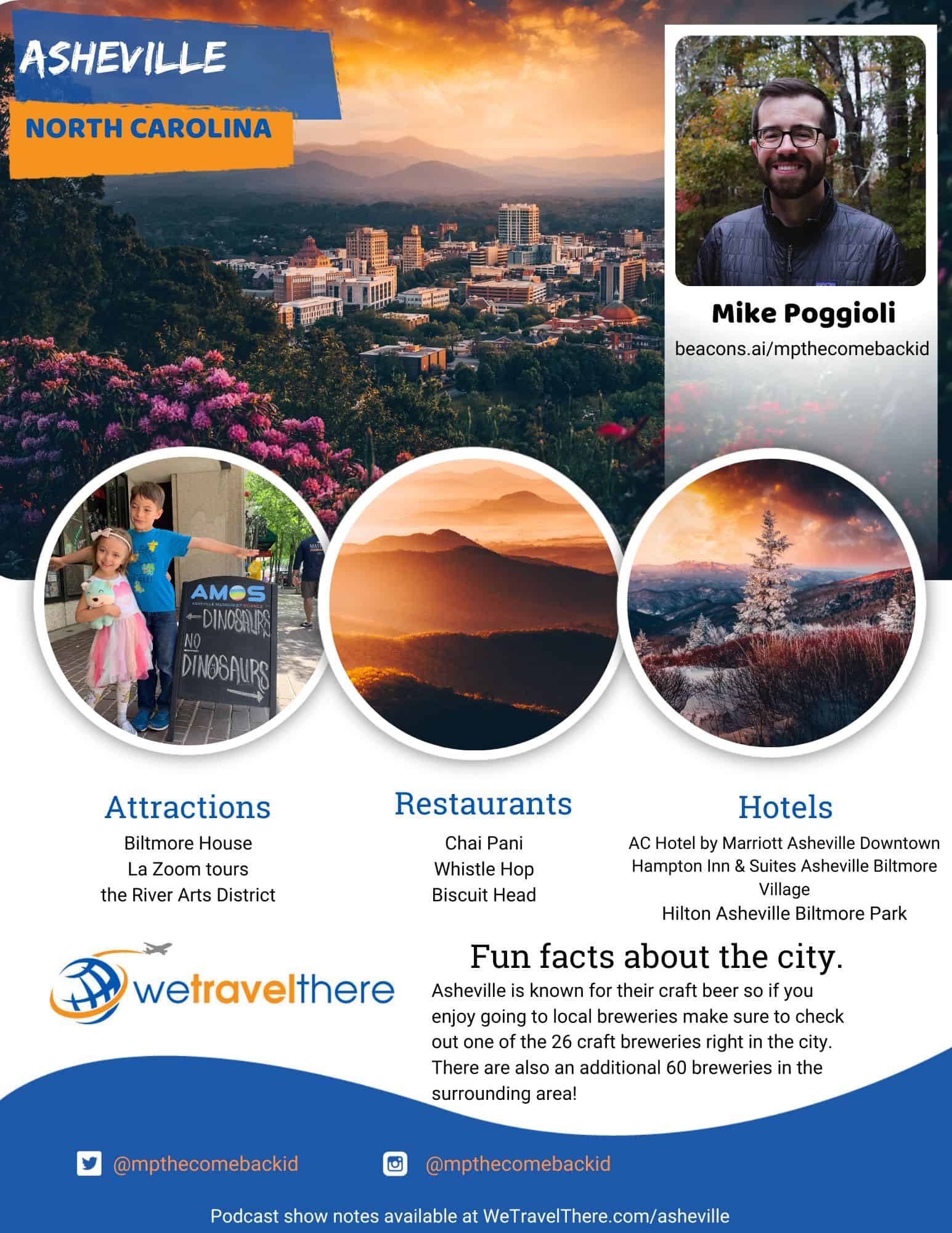 We Travel There - Asheville North Carolina - Mike Poggioli - podcast one sheet