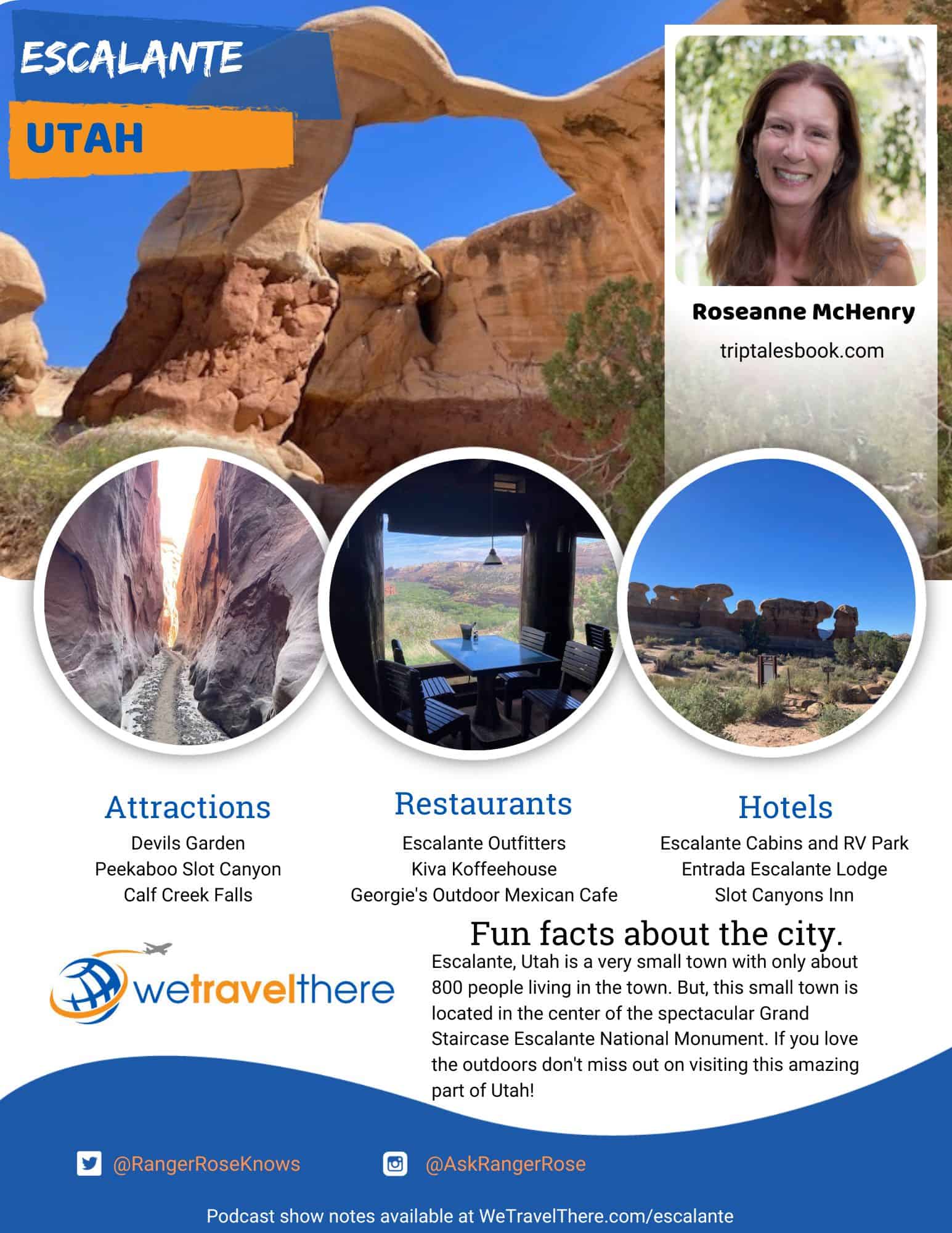 We Travel There - Escalante Utah - Roseanne McHenry - podcast one sheet