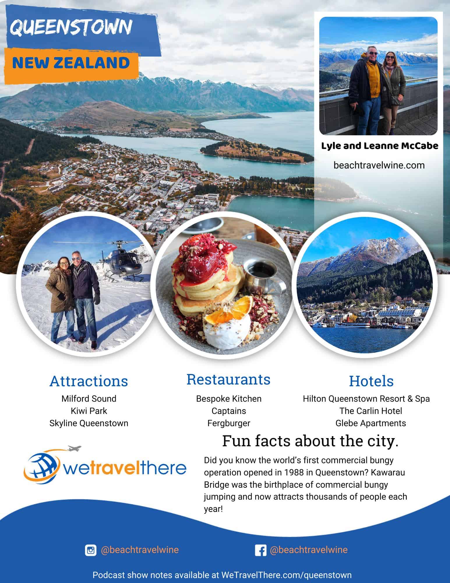 We Travel There - Queenstown New Zealand - Lyle and Leanne McCabe - podcast one sheet