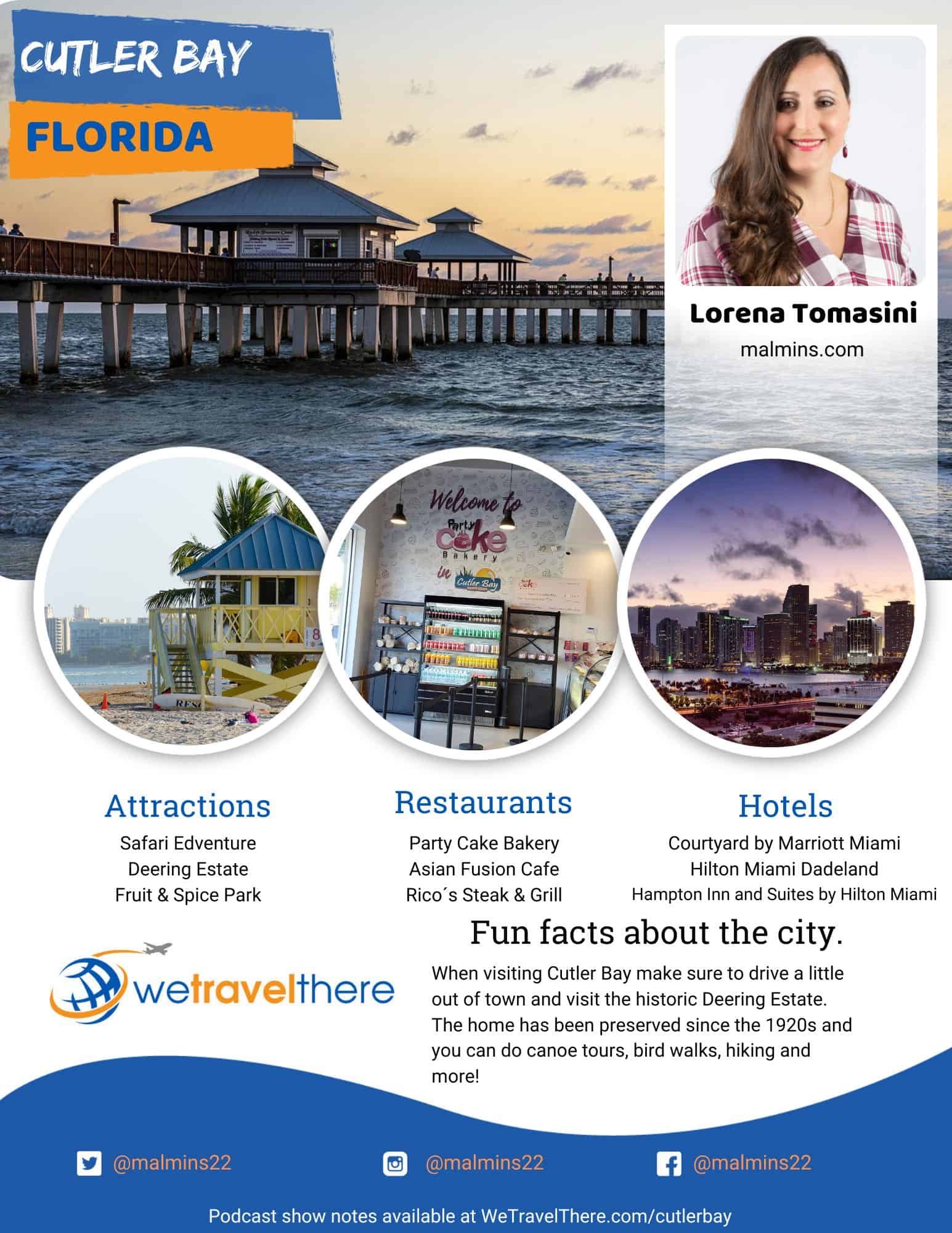 We Travel There - Cutler Bay Florida - Lorena Tomasini - podcast one sheet