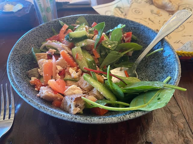 Best things to do in Valle de Guadalupe Mexico - Stephanie Antin - Panzanela salad at Finca Altozano