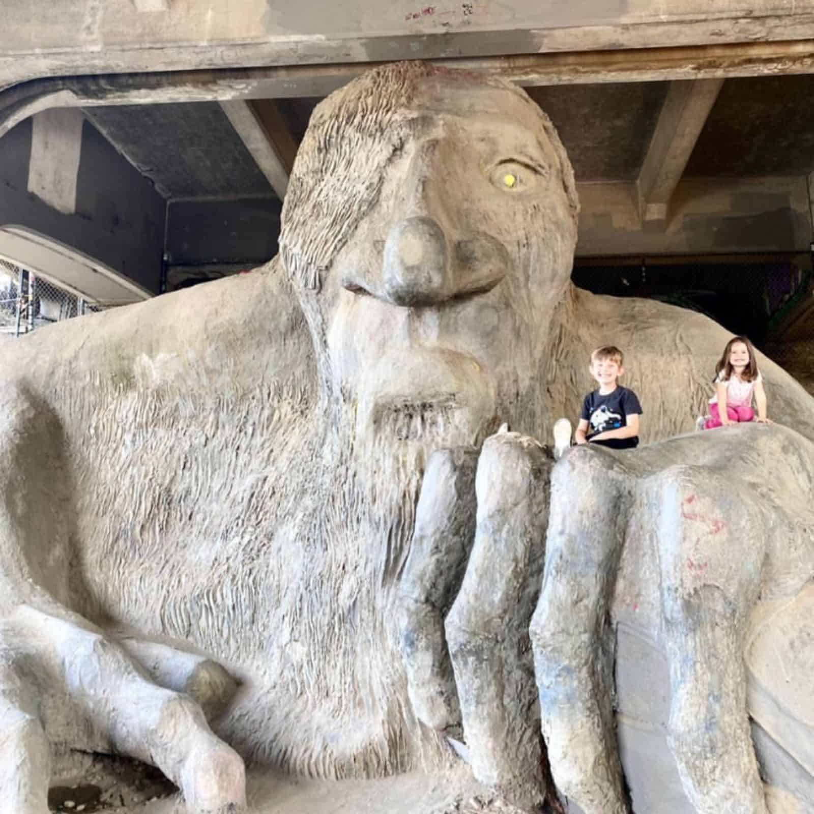 Best things to do in Seattle Washington - Christie Hudson - Fremont Street Troll with Christie's kids 1600x1600