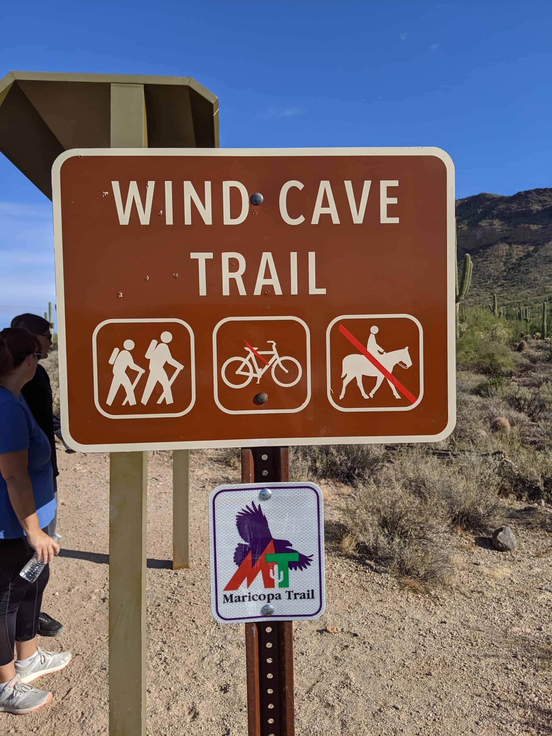 Best things to do in Phoenix Arizona Kelsa Dickey Wind Cave trail sign